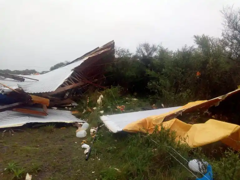 El fuerte temporal arrasó con un galpón de pollos en Entre Ríos
