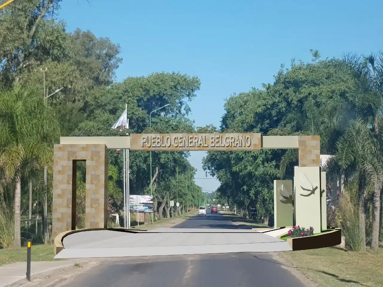 Comenzaron los trabajos para construir el arco de ingreso a Pueblo Belgrano