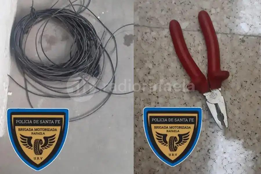 Atraparon a un “roba cables” con una pinza y escapando en bicicleta
