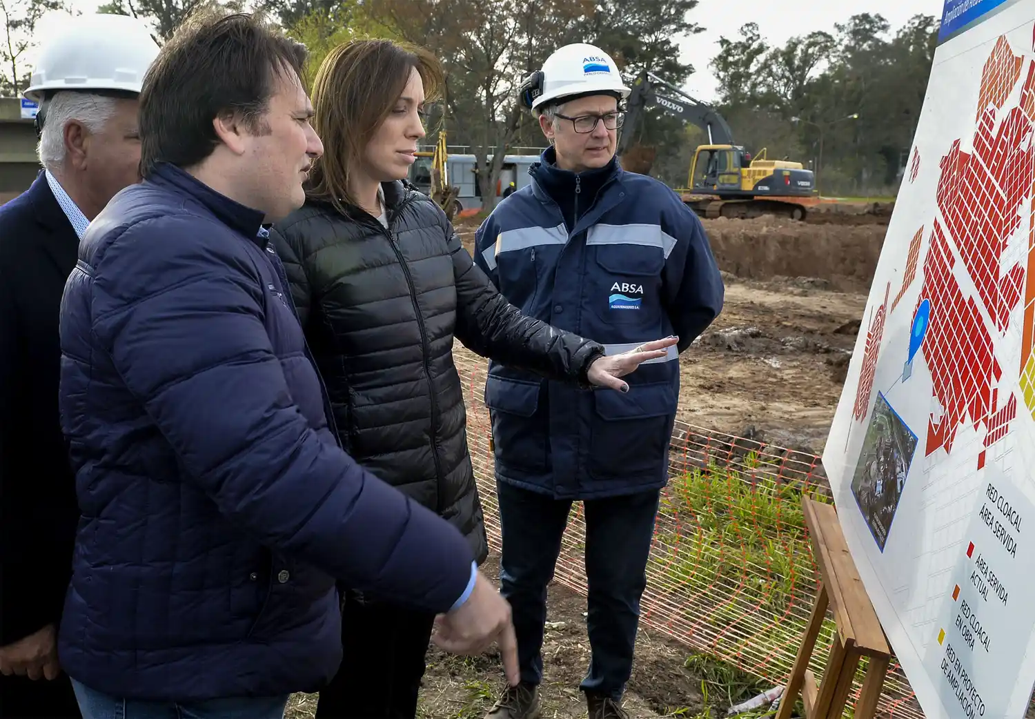 Vidal y Kubar visitaron las obras de una planta depuradora en General Rodríguez