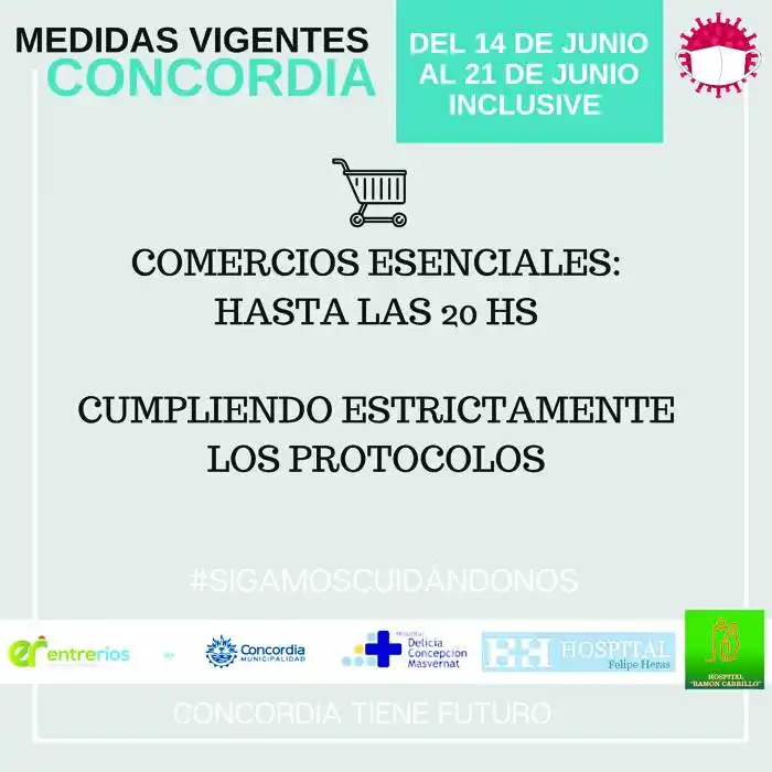 Medidas vigentes en Concordia hasta el 21 de junio