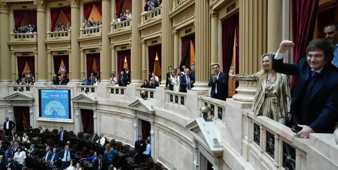 El Presidente Javier Milei quiere volver a festejar en el Congreso la aprobación de los temas que envió a extraordinarias, entre ellos, la Reforma Laboral. Foto: Archivo.
