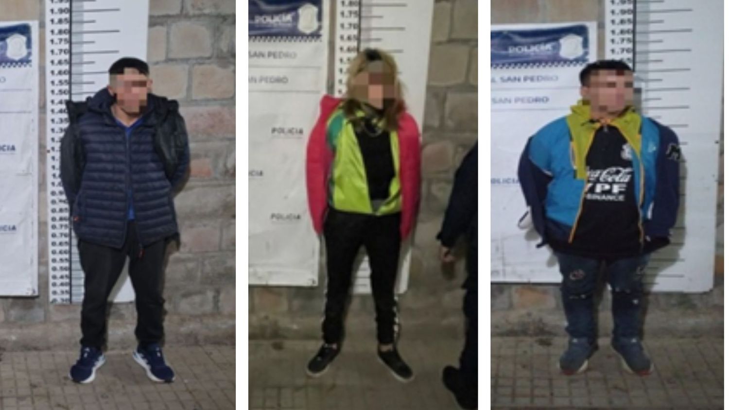 Los tres imputados del Robo agravado, a quienes se les secuestro el dinero que habían obtenido en el asalto.