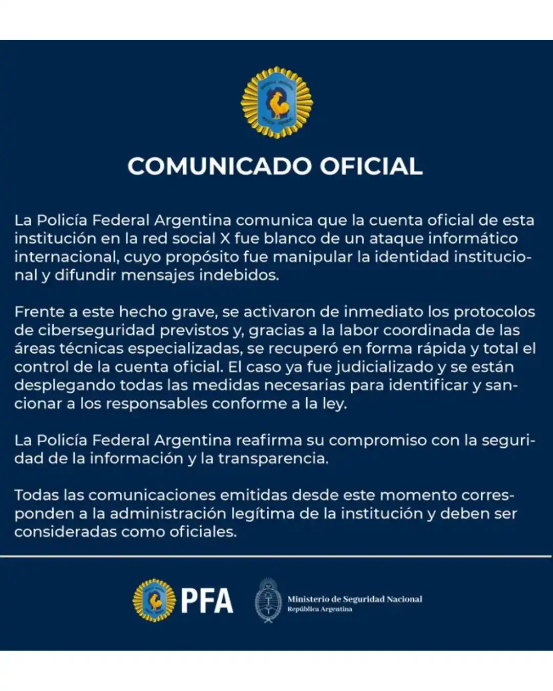 hackearon cuenta de pfa 2