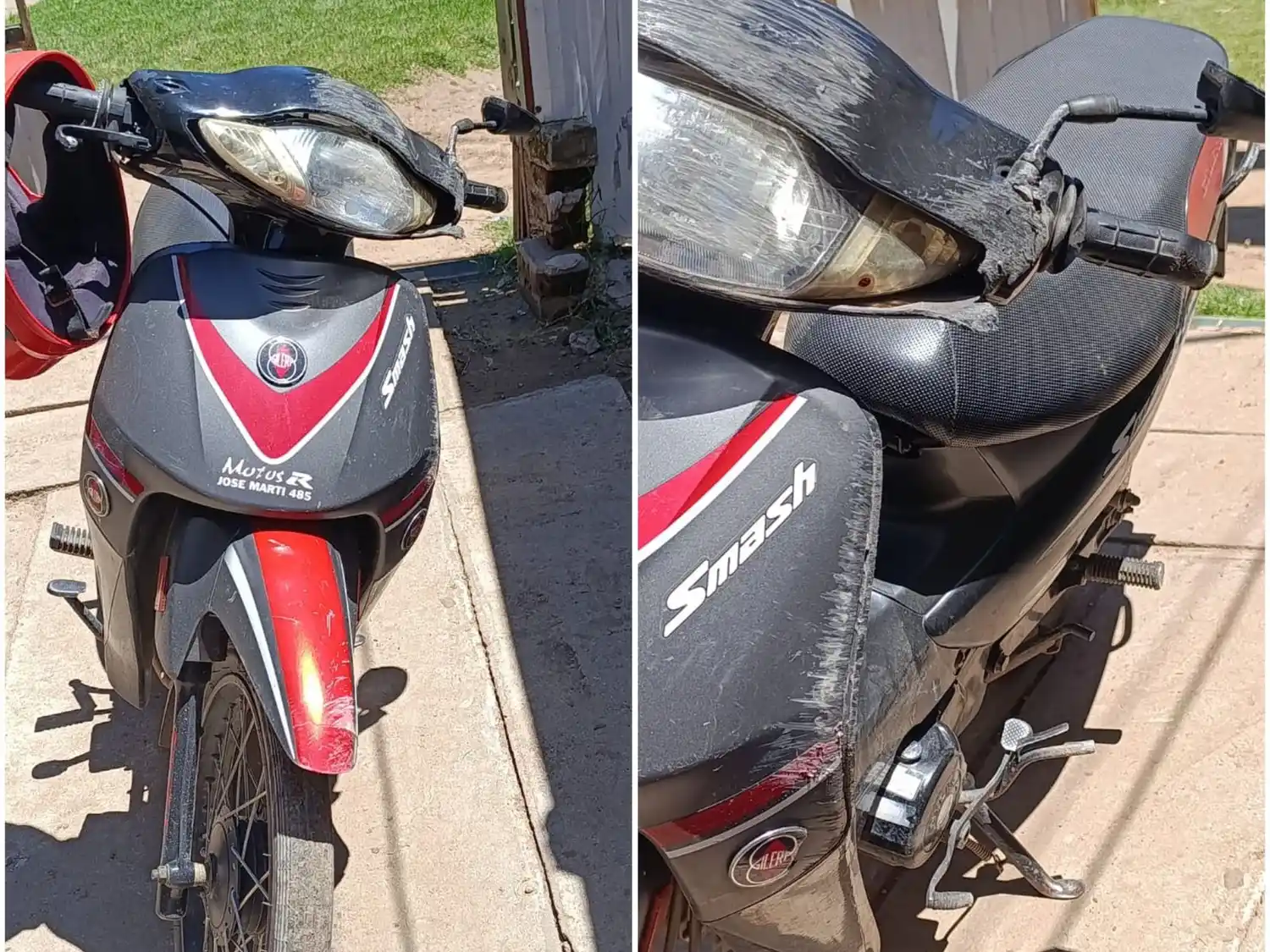 La Gilera 110 terminó en el pavimento. Foto: BVVT