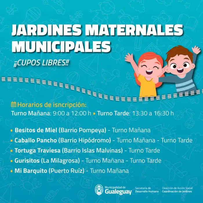 Continúan abiertas las inscripciones para los Jardines Maternales Municipales