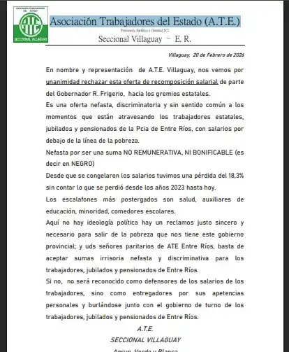 Solicitada Asociación Trabajadores del Estado (A.T.E.)