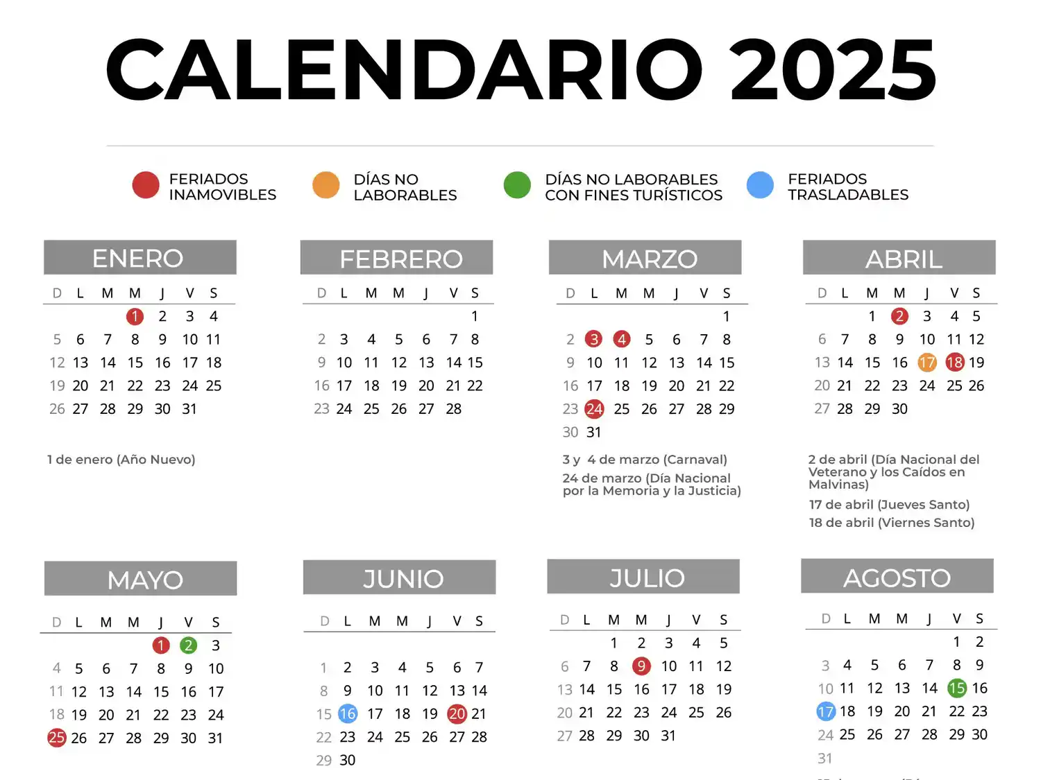 ¿Se traslada el feriado del domingo 25 de mayo?