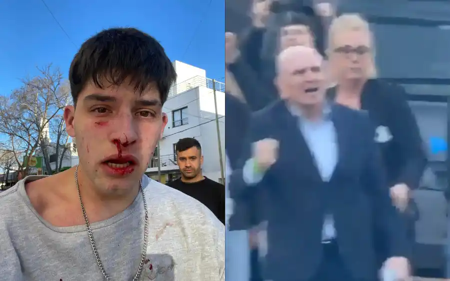 Uno de los militantes golpeados y el diputado Espert contesta a manifestantes