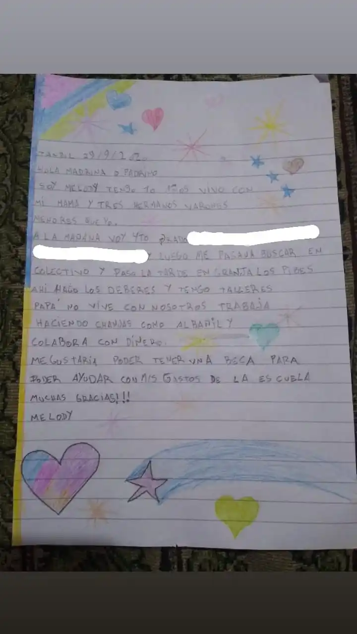 Melody tiene 10 años y desea una beca para poder ayudar con los gastos de la escuela