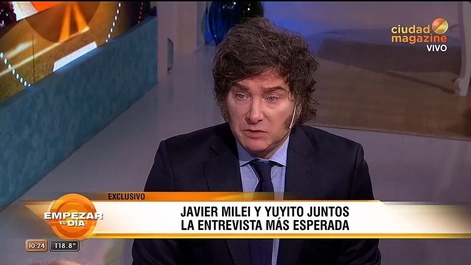 El presidente de la Nación, Javier Milei, en el programa de su pareja Amalia González.