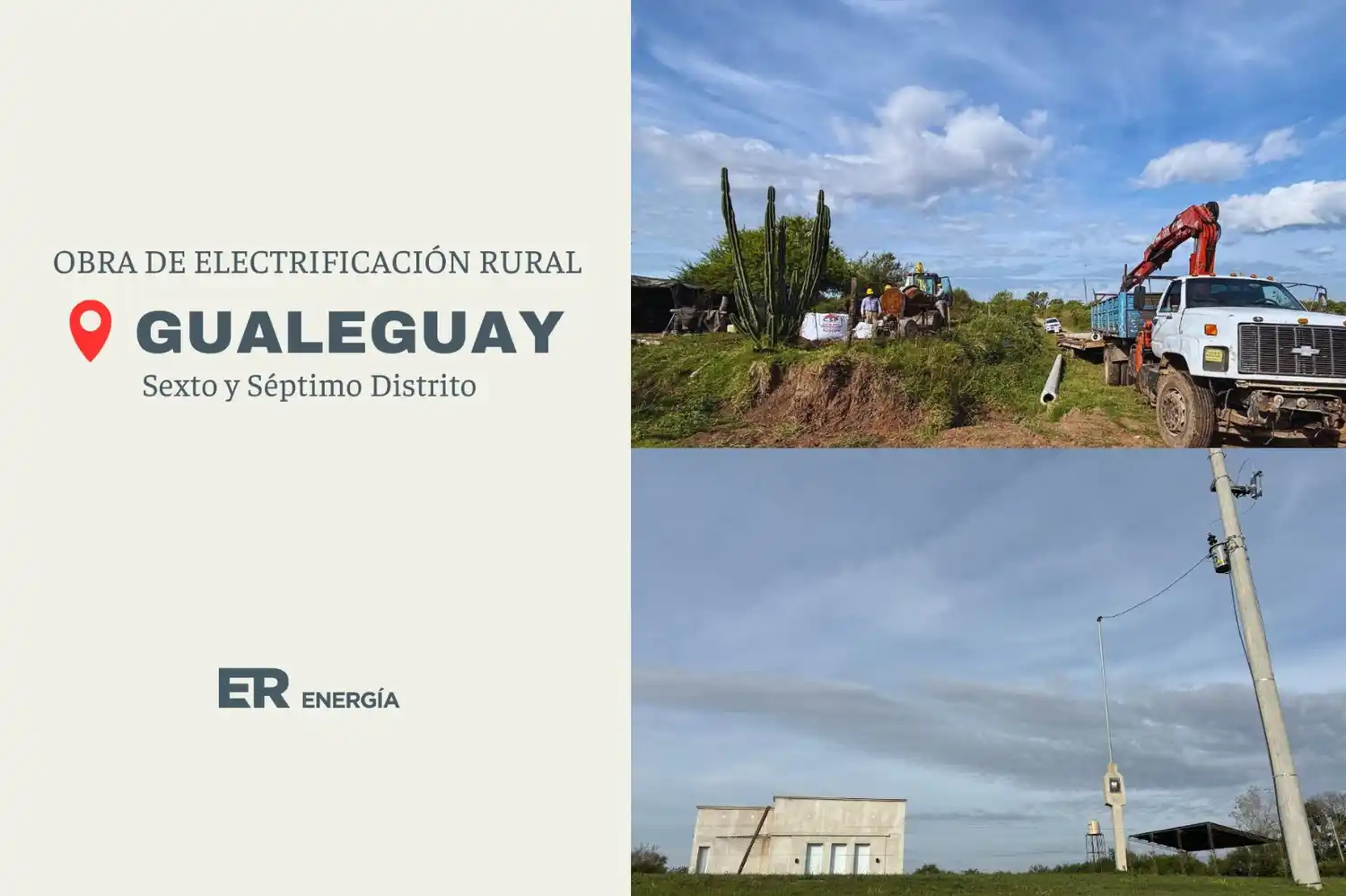 Avanza la obra de Electrificación Rural en Gualeguay: ya alcanzó un 58% de ejecución