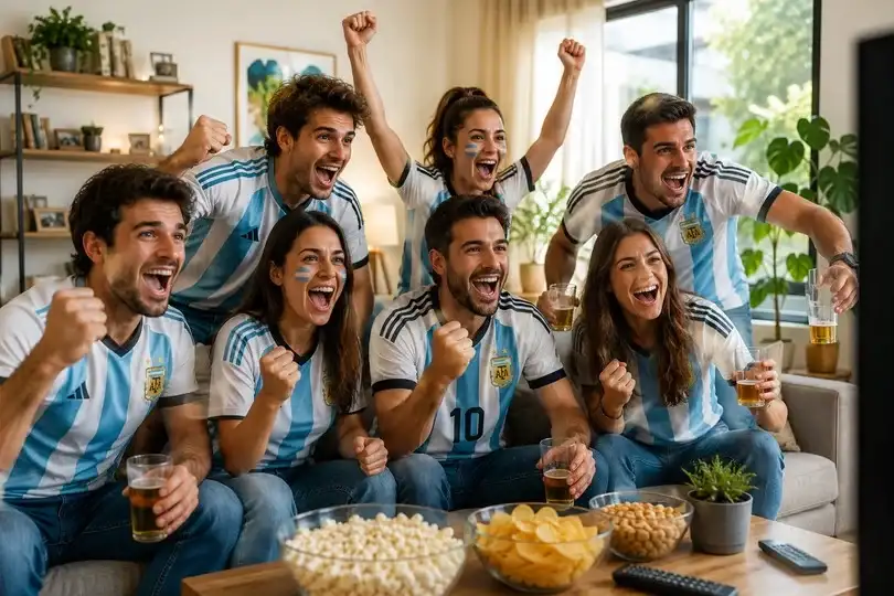 Los hinchas se juntan para ver a la Selección argentina en el Mundial.