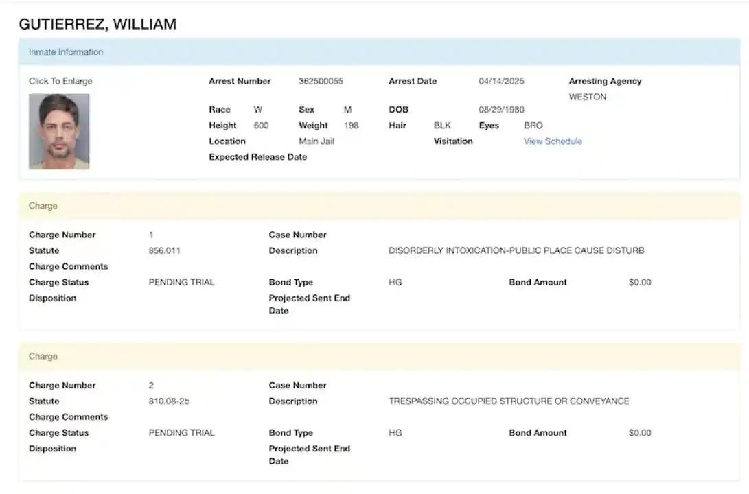 William Levi, detenido en Florida