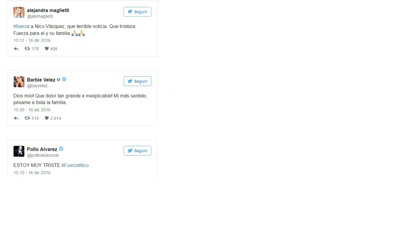 El apoyo de los famosos a Nico Vázquez tras la muerte de su hermano