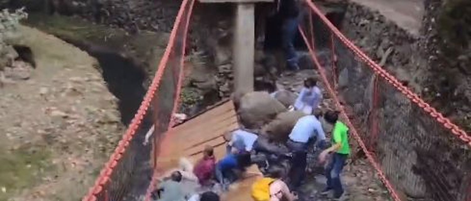 Video: más de 20 heridos tras deplomarse un puente colgante en México