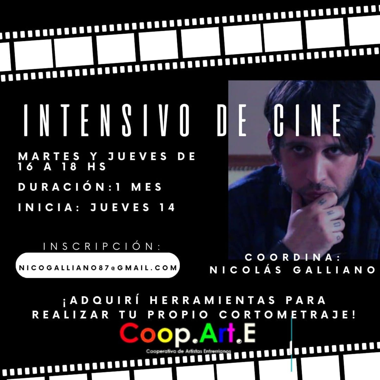 Gualeguay: inscriben para un Seminario Intensivo de Cine, a cargo de Nicolás Galliano