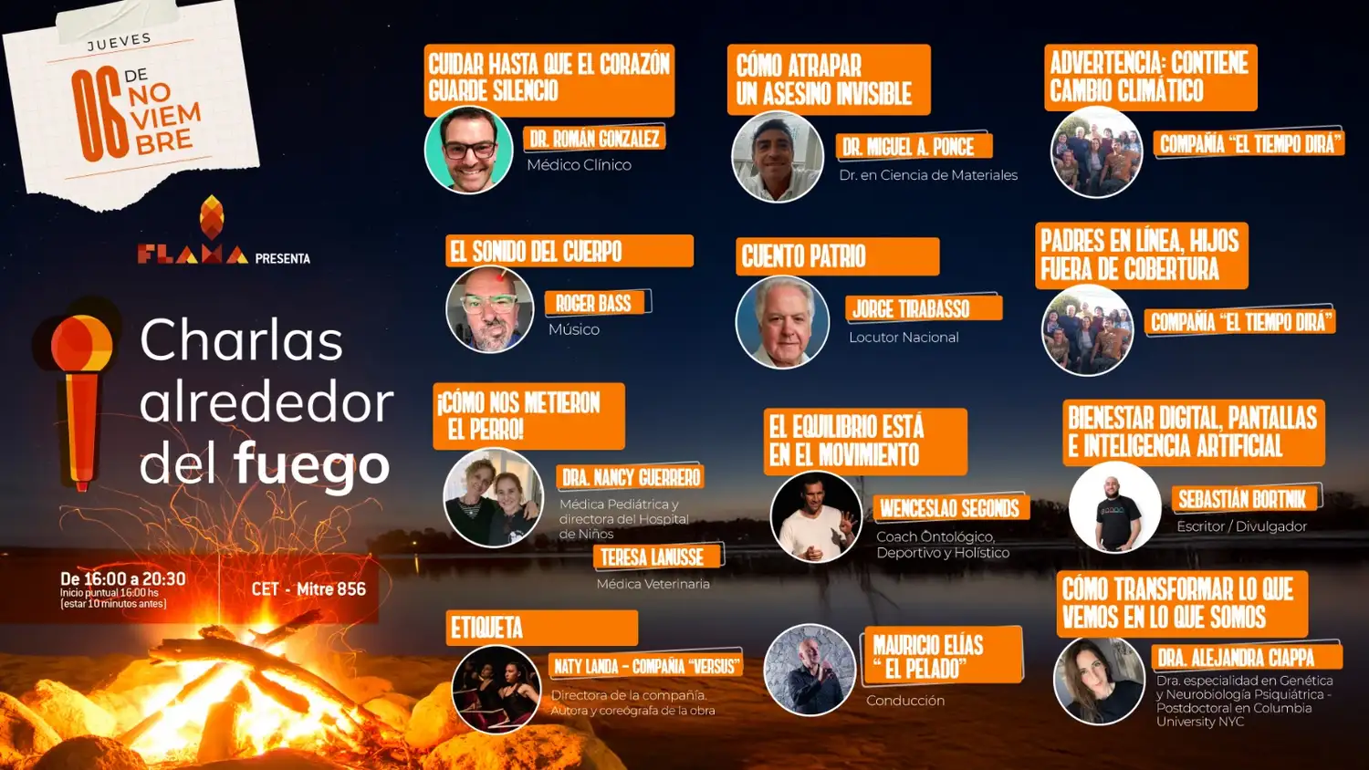 Todos los expositores de las "Charlas Alrededor del Fuego".