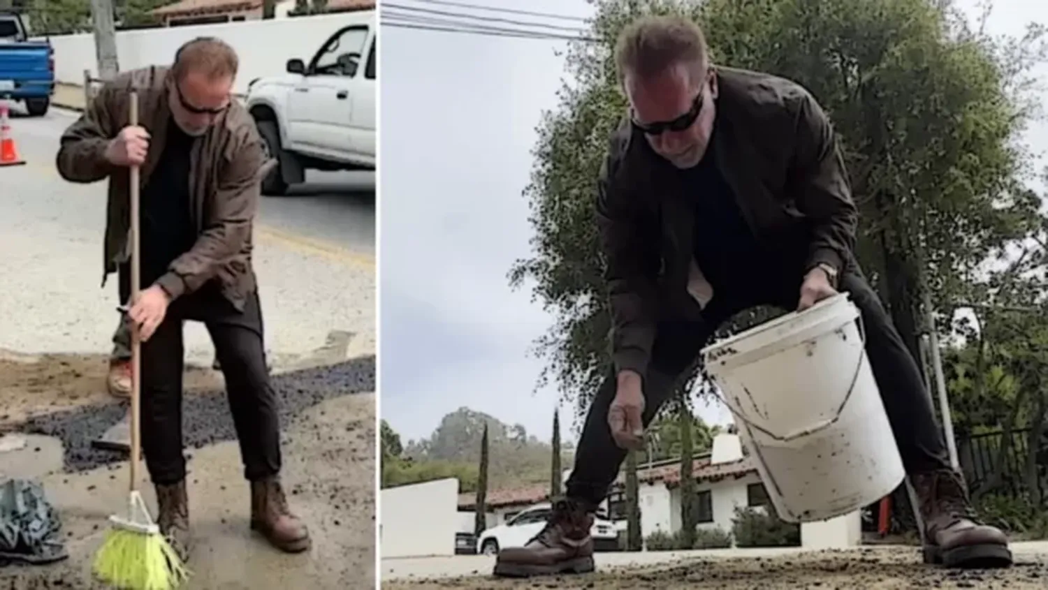 Arnold Schwarzenegger arregló los baches de California tras esperar semanas para que los repararan