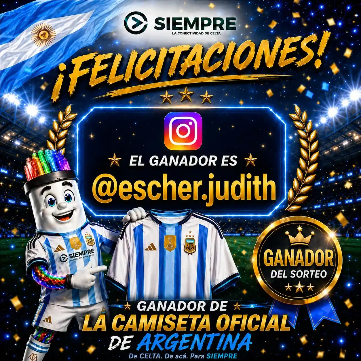 Con gran participación, CELTA sorteó la camiseta oficial de la Selección Argentina