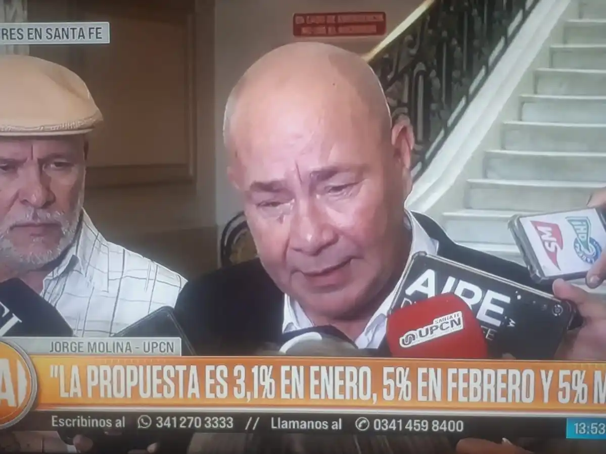 La cúpula de UPCN, luego de recibir la oferta salarial. Foto: captura de pantalla TV (El Tres)