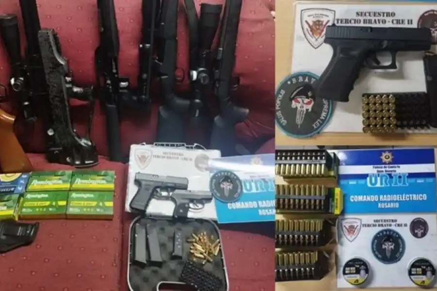 Lo denunciaron por violencia de género y le encontraron un arsenal en su casa: pistolas, municiones, fusiles y rifle