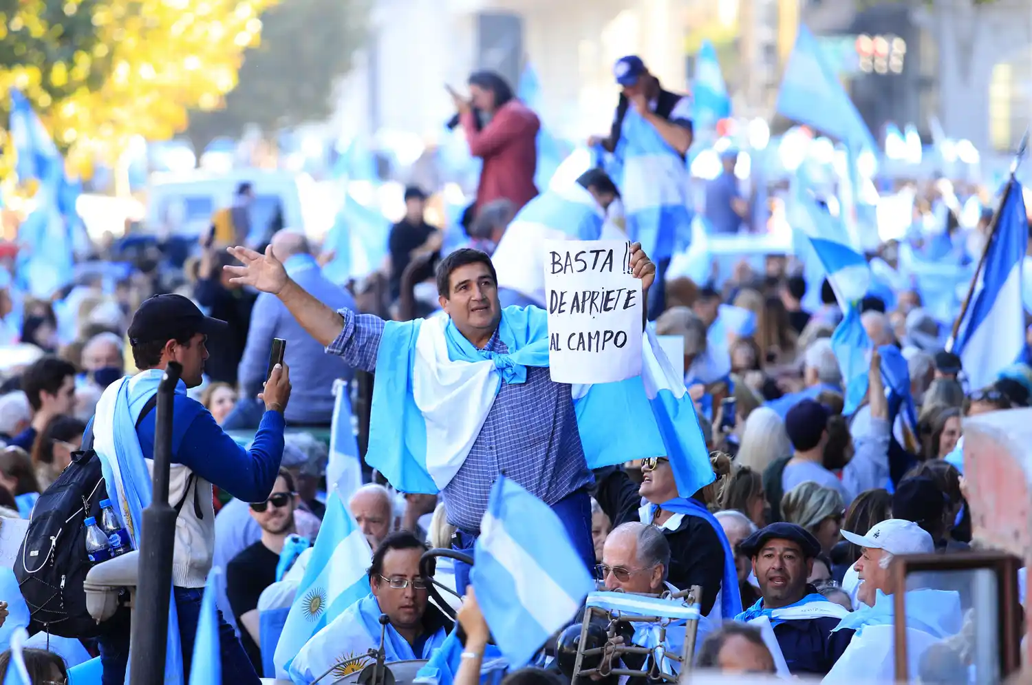 Productores de manifestaron en la Capital Federal.