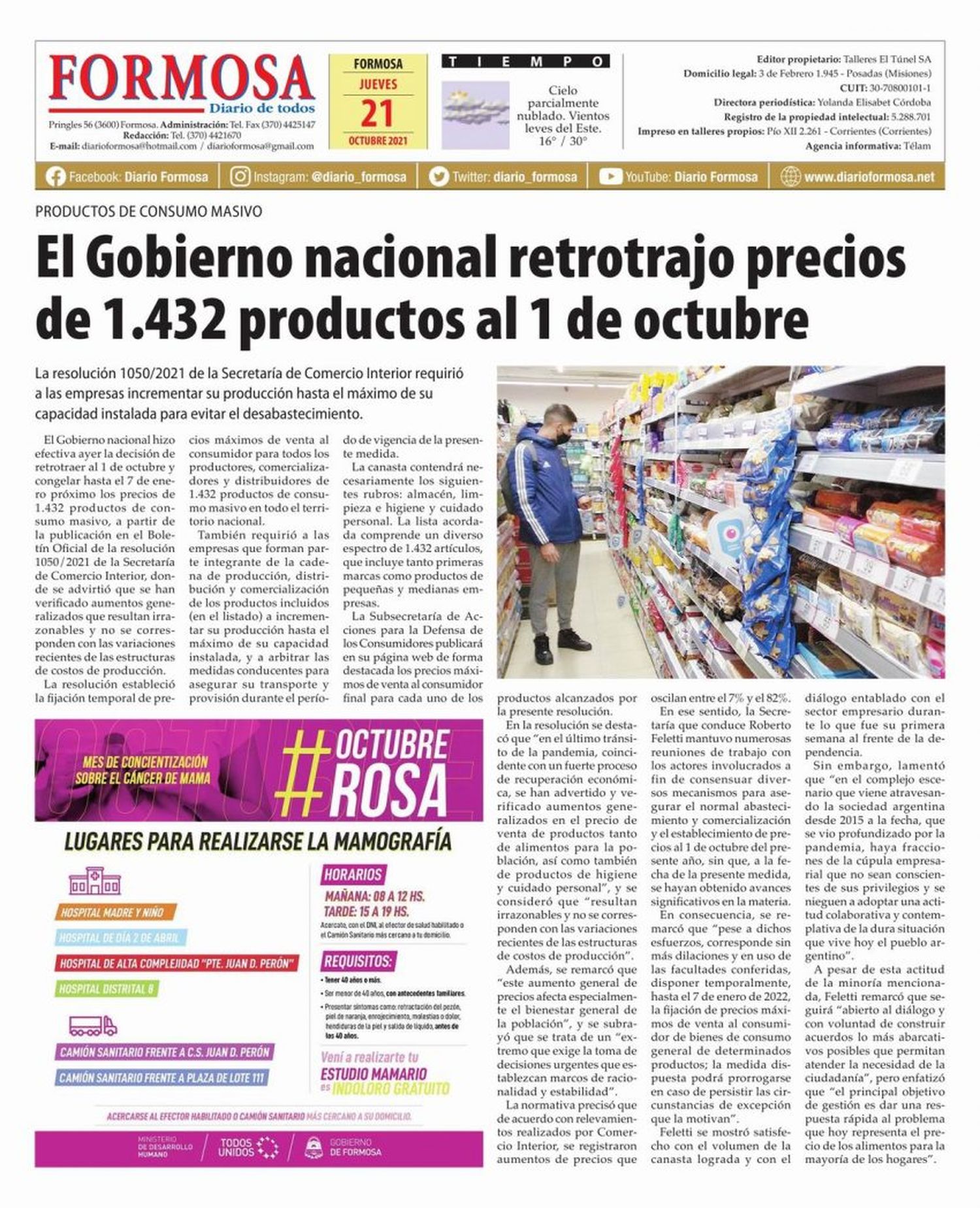 Tapa y Contratapa 21 de octubre de 2021