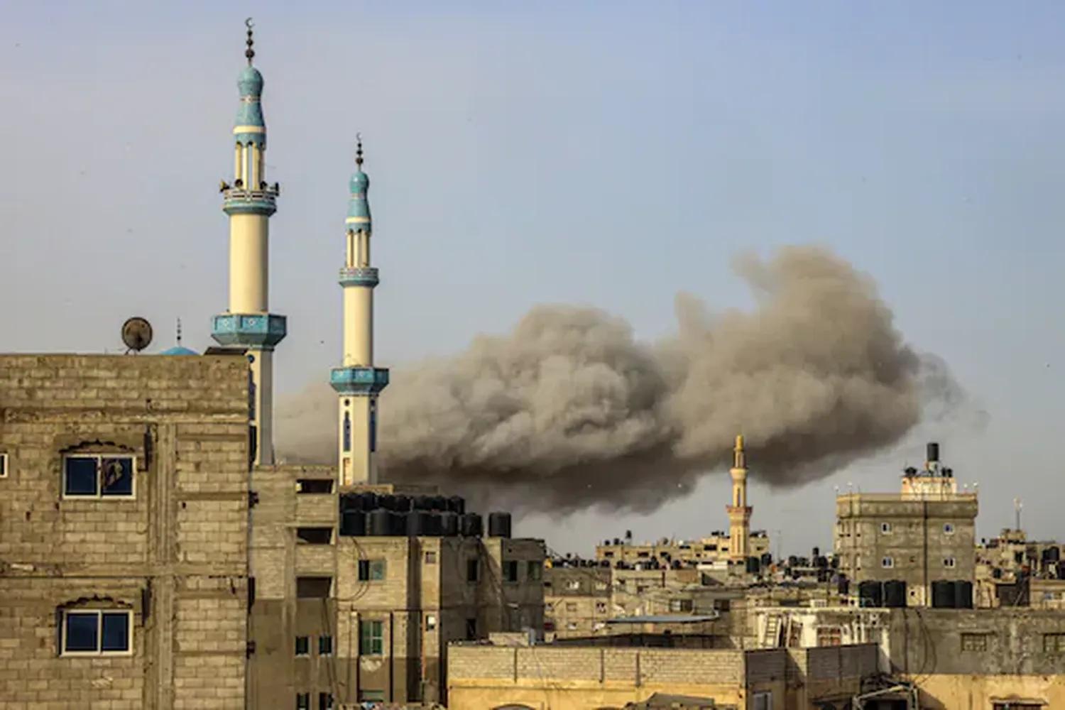 Smoke billows after an Israeli strike in Rafah, southern Gaza