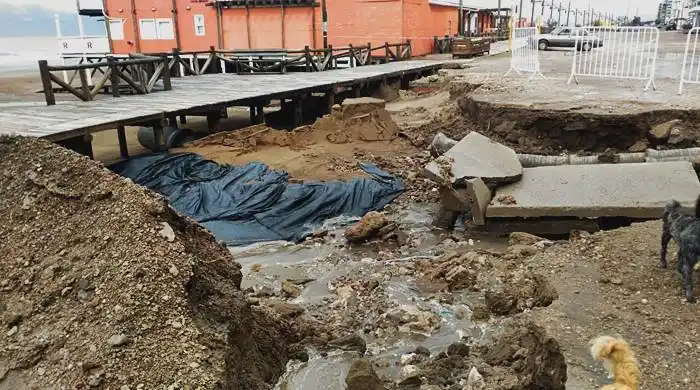 Temporal y destrozos en Monte Hermoso