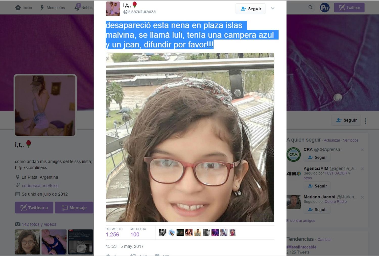 Un posteo que comenzó en La Plata generó un mal entendido en Crespo