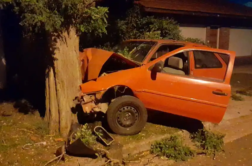 Borracho, se fue con su auto contra un árbol