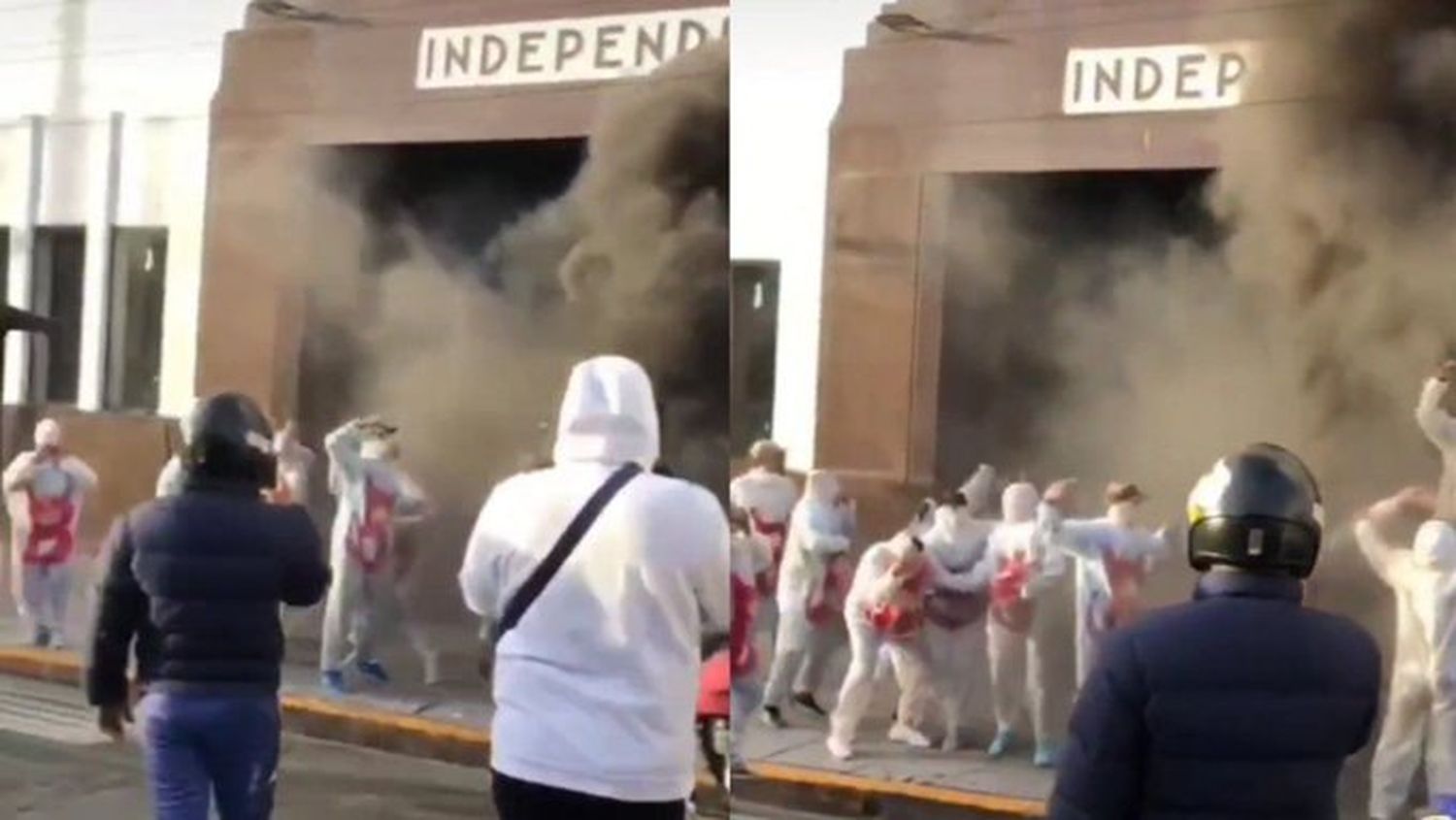 Previo al clásico, barras de Racing fueron a la sede de Independiente disfrazados de fantasmas de la B