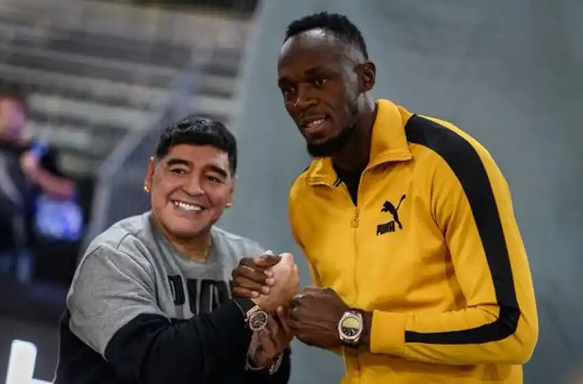 Usain Bolt podría jugar en el equipo de Maradona