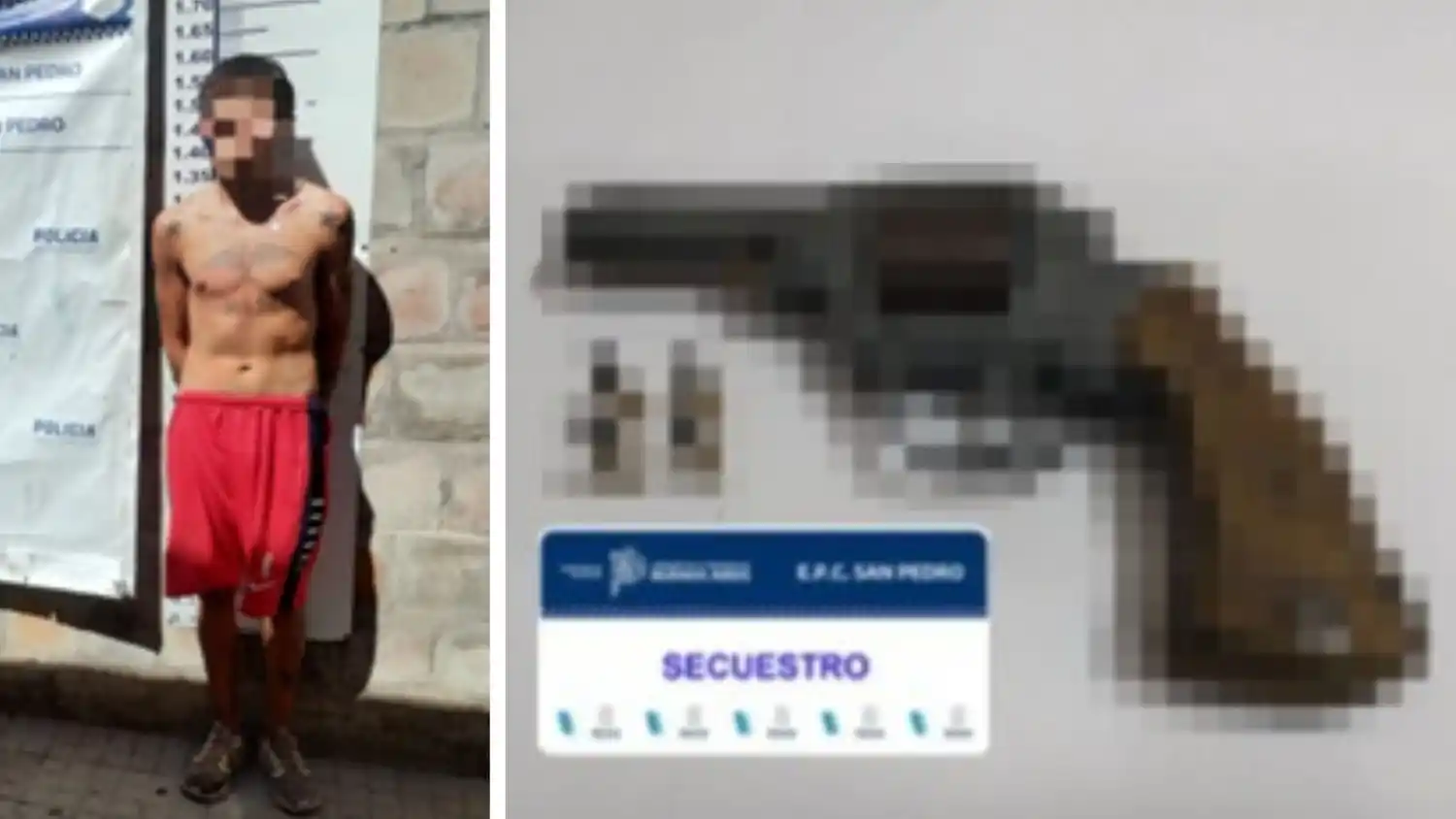 El individuo llegó a disparar a los policías con un revolver pero los proyectiles no salieron. Foto: Policía San Pedro.