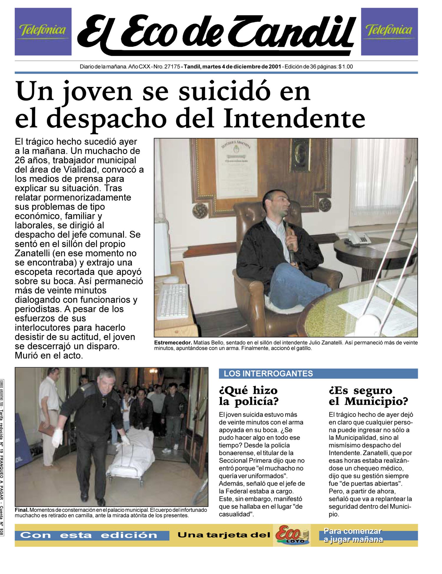 A 15 años del suicidio de Matías Bello en el despacho del intendente local