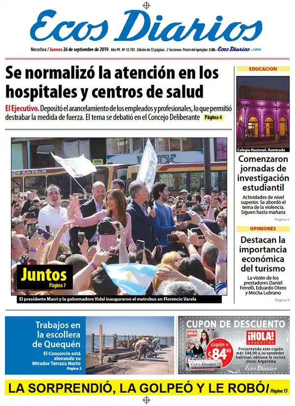 Tapa del 26 de septiembre de 2019