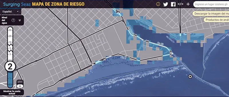 Erosión, crecimiento del nivel del mar y el lugar de la fundación