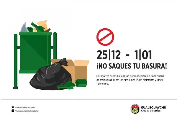 Cronograma de recolección de residuos para las fiestas