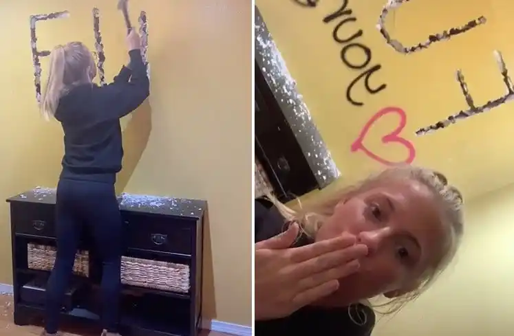 "De parte de tu ex": Se enteró sobre la infidelidad de su novio y le rompió la pared a martillazos