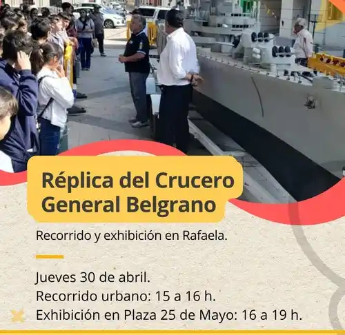 La réplica del Crucero General Belgrano llega a Rafaela