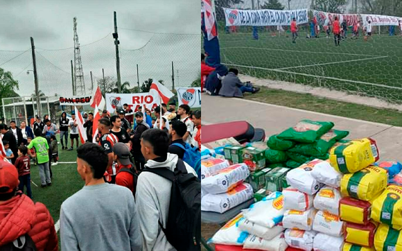 Encuentro de hinchas de River: jugaron y recolectaron mercadería para un comedor