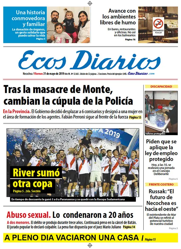 Tapa del 31 de mayo de 2019