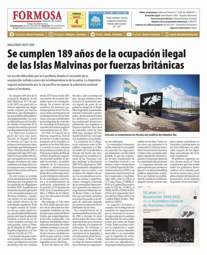 Tapa y Contratapa 4 de enero de 2022