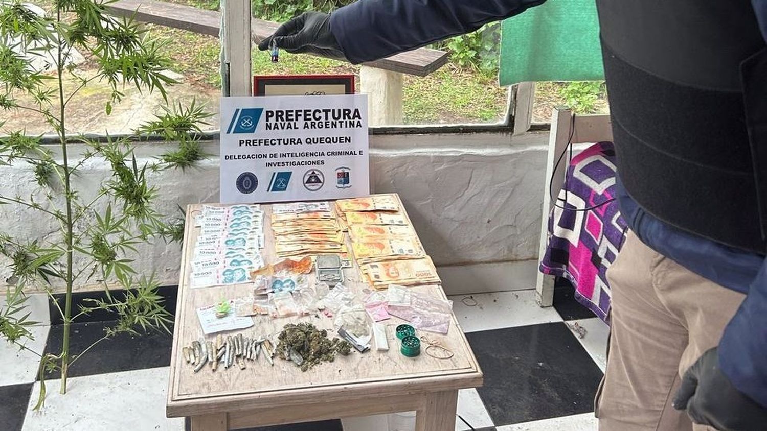 Secuestro. De diferentes drogas, elementos de corte, balanzas, dinero y otros objetos