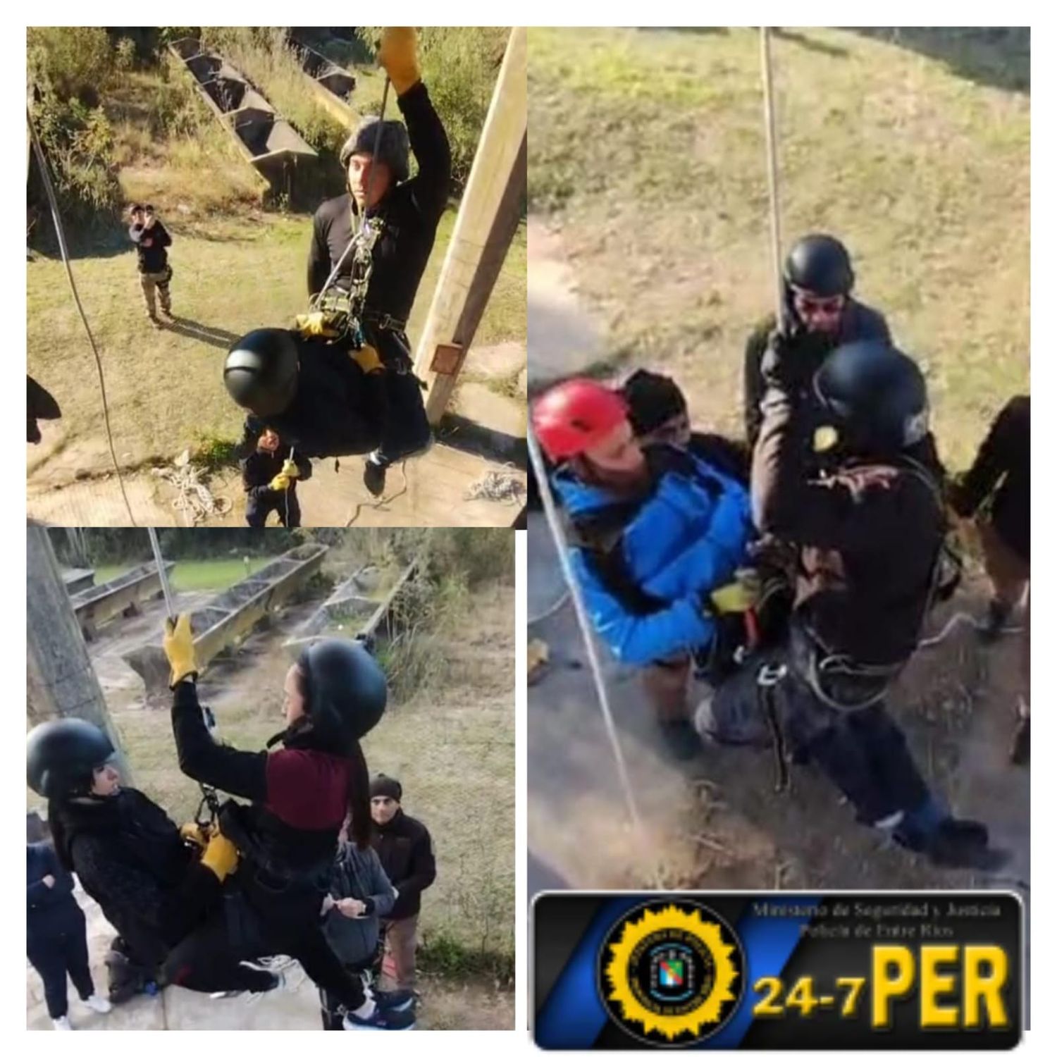 Capacitación en rescate en altura: más de 30 policías diamantinos se formaron en técnicas de salvamento vertical