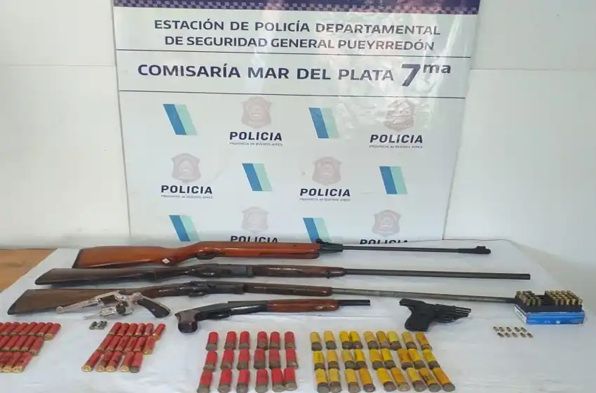 Secuestran arsenal a un hombre de 70 años en Mar del Plata