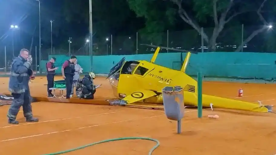 Cayó un helicóptero en una cancha de tenis de Palermo