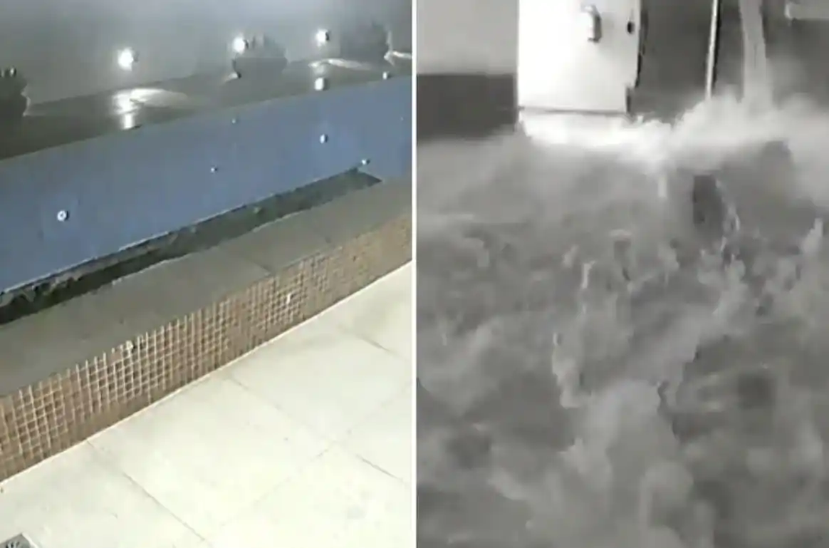 La pileta de un edificio se desfondó e inundó el estacionamiento