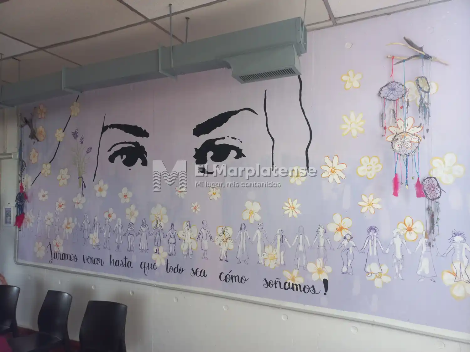 A casi ocho años del crimen, el mural de Lucía Pérez en  la Universidad Nacional de Mar Del Plata.